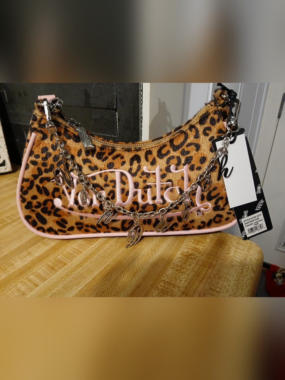 Von Dutch NWT Leopard Pony Hair W/Pink Highlights Shoulder Bag